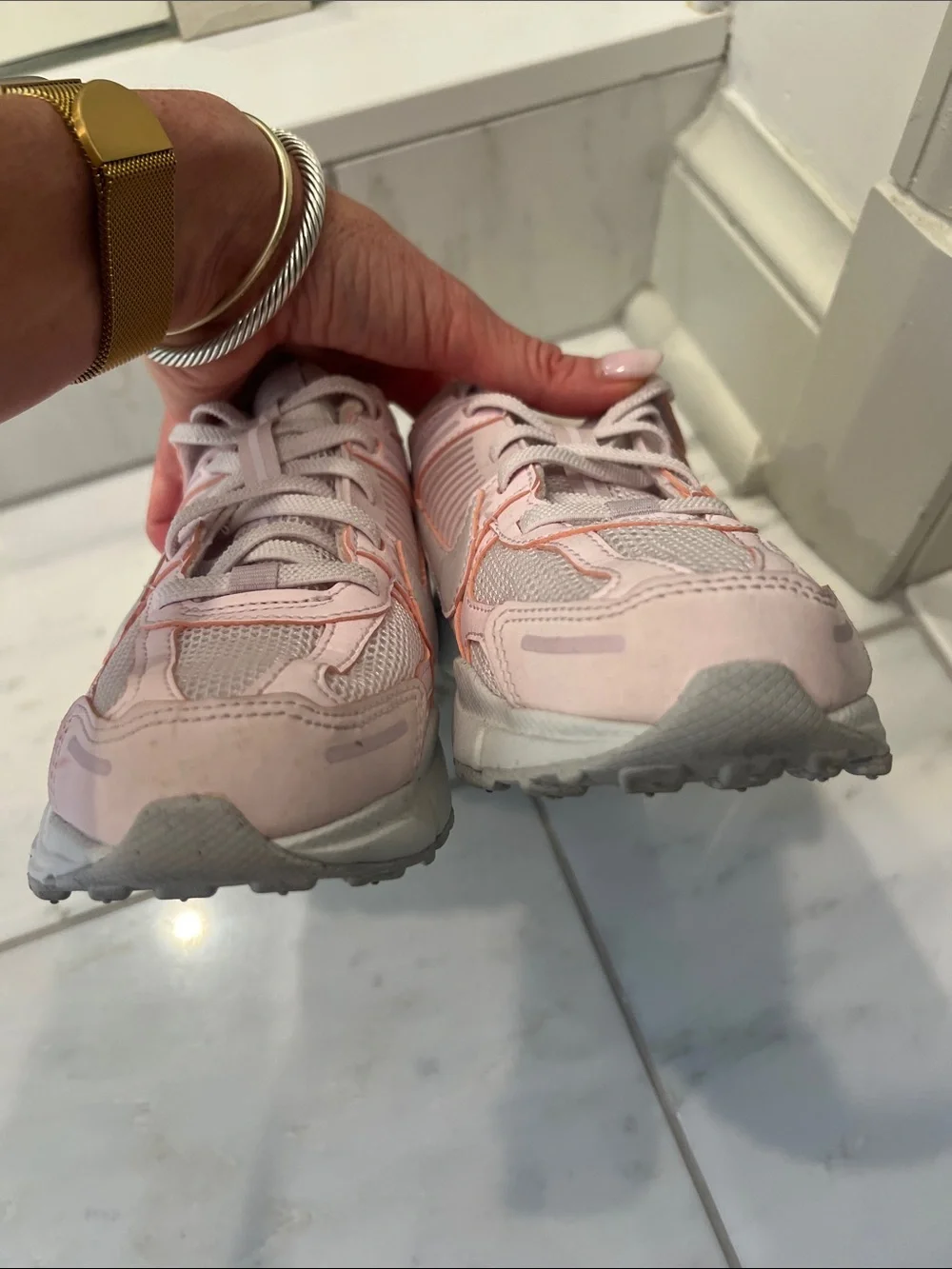 Nike Kids' Light Pink Mesh & Leather Sneakers